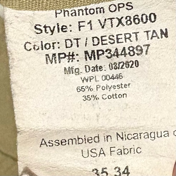 VERTX Men's Tan Tactic Cargo Pants Size 35 x 34 - Picture 5 of 7